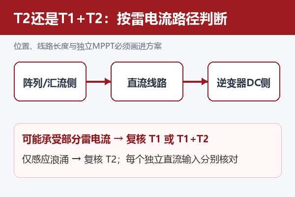 光伏直流侧T2或T1加T2级别与安装位置判断路径