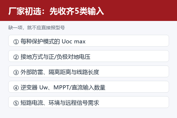 光伏SPD厂家初选所需的五类项目输入参数