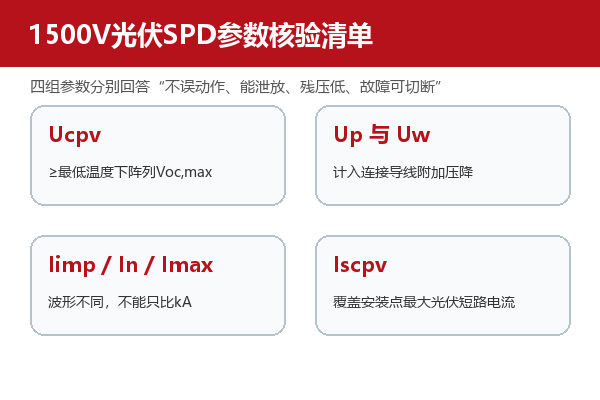 1500V光伏SPD的Ucpv、Up、放电电流与Iscpv核验清单