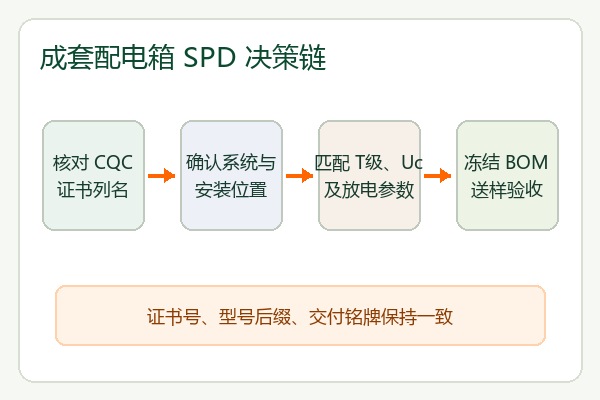 成套配电箱CQC浪涌保护器选型与验收流程图